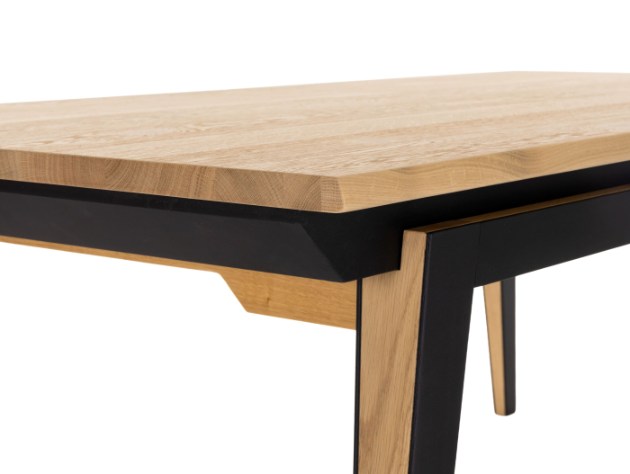 Masa extensibila Corail, lemn masiv de stejar si panel furniruit, finisaj 353, stil industrial [8]