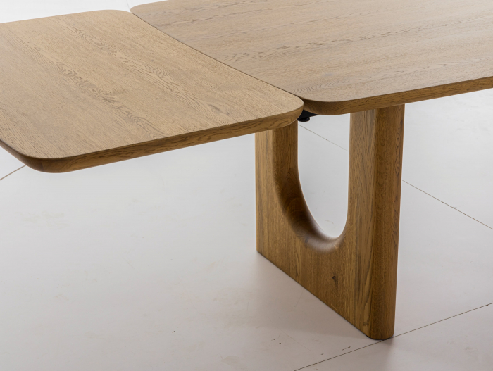 Masa extensibila ovalizata Rimini, dimensiuni variate, lemn masiv de stejar si panel furniruit, mutiple finisaje disponibile, stil japandi [22]