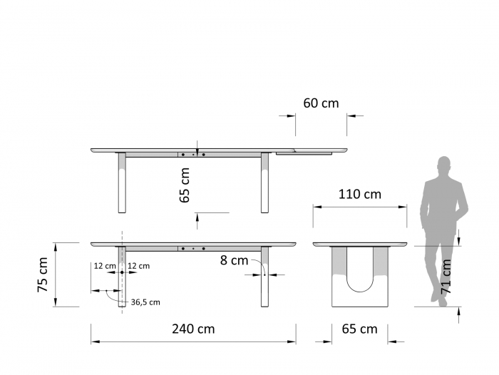 Masa extensibila ovalizata Rimini, dimensiuni variate, lemn masiv de stejar si panel furniruit, mutiple finisaje disponibile, stil japandi [16]