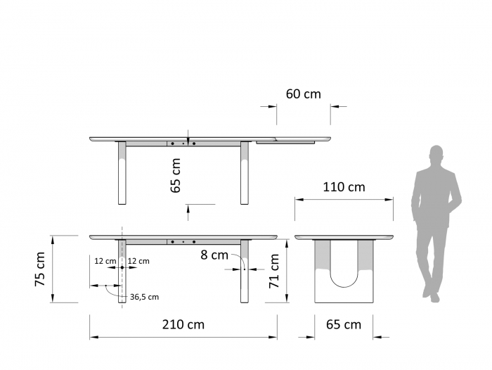 Masa extensibila ovalizata Rimini, dimensiuni variate, lemn masiv de stejar si panel furniruit, mutiple finisaje disponibile, stil japandi [15]