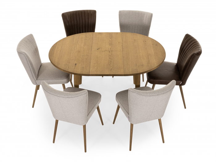 Masa extensibila rotunda Atlas D110/150cm, lemn masiv de stejar, multiple finisaje disponibile, stil modern [2]