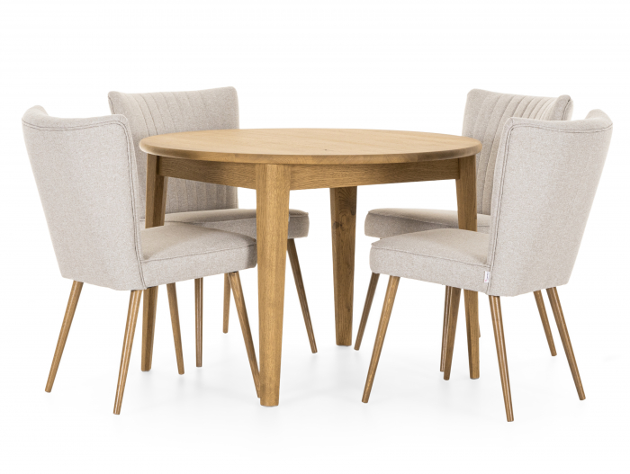 Masa extensibila rotunda Atlas D110/150cm, lemn masiv de stejar, multiple finisaje disponibile, stil modern [6]