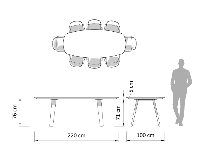 Masa ovalizata Surf Home 220cm (A), lemn de stejar, finisaj Castle Oak, stil contemporan SALE [3]
