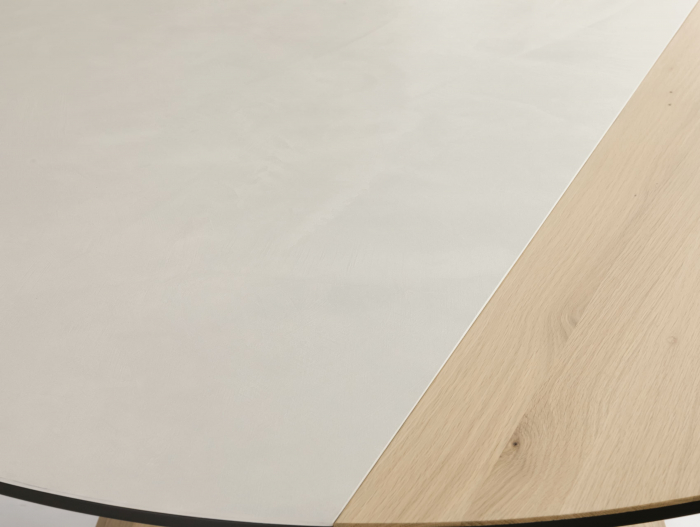 Masa rotunda Dream, D110-D150cm, blat din lemn masiv de stejar, ceramica si MDF, picioare din lemn masiv de stejar si otel, multiple finisaje disponibile, stil contemporan [4]