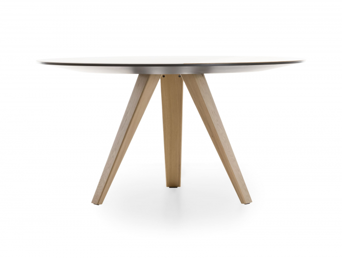 Masa rotunda Dream, D110-D150cm, blat din lemn masiv de stejar, ceramica si MDF, picioare din lemn masiv de stejar si otel, multiple finisaje disponibile, stil contemporan [10]