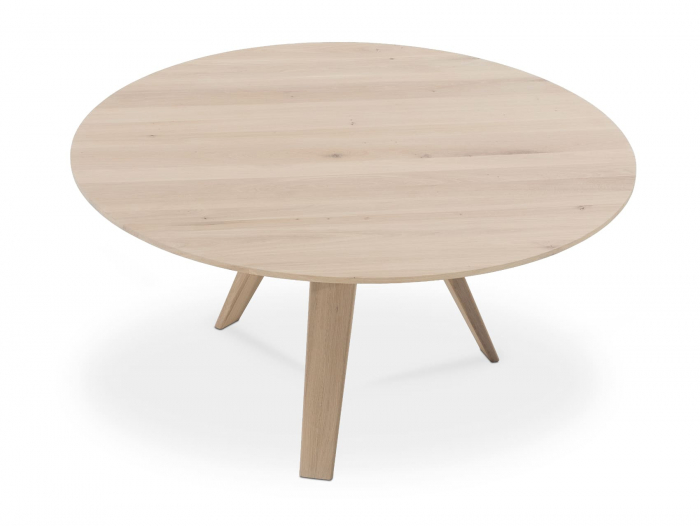 Masa rotunda Tribeca, D130-D150cm, blat din lemn masiv de stejar si MDF, picioare din lemn masiv de stejar si otel, multiple finisaje disponibile, stil contemporan [4]