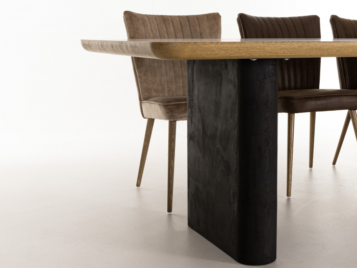 Masa dreptunghiulara Veneto, dimensiuni variate, minimalist, lemn de stejar si microciment, mutiple finisaje disponibile, stil contemporan [3]