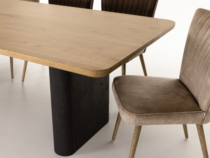 Masa dreptunghiulara Veneto, dimensiuni variate, minimalist, lemn de stejar si microciment, mutiple finisaje disponibile, stil contemporan [8]