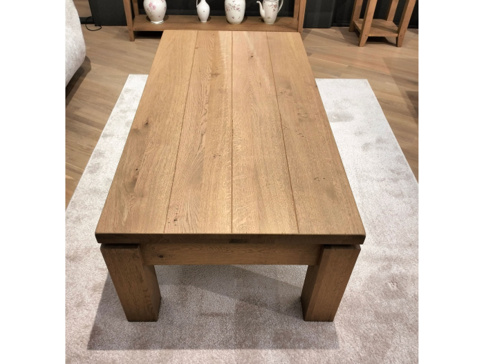 Masuta cafea 2 sertare Normandy 140x70cm, lemn masiv stejar, glisiere cu amortizare, stil modern [4]