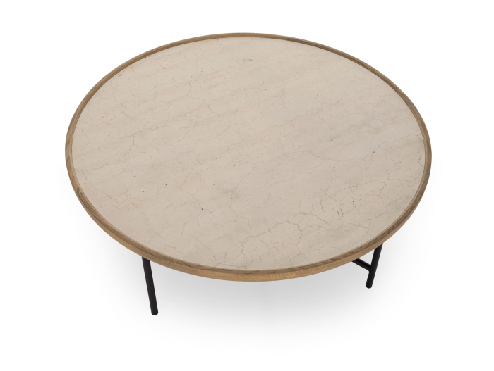 Masuta cafea Helios Combo D87x31cm, placa ceramica si stejar, picioare metalice, multiple finisaje disponibile, stil contemporan [12]