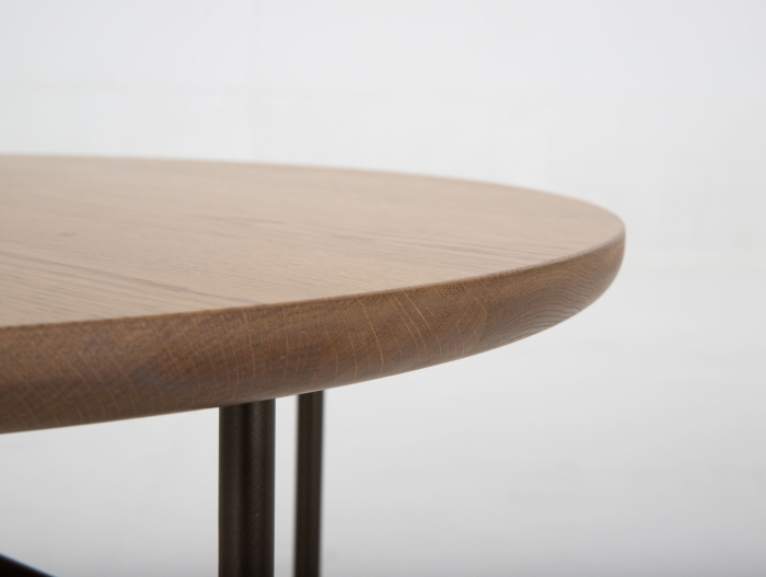 Masuta cafea Helios D67x41cm, placa lemn masiv de stejar, picioare metalice, multiple finisaje disponibile, stil contemporan [5]