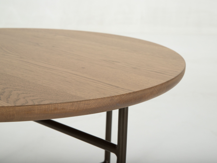 Masuta cafea Helios D67x41cm, placa lemn masiv de stejar, picioare metalice, multiple finisaje disponibile, stil contemporan [3]