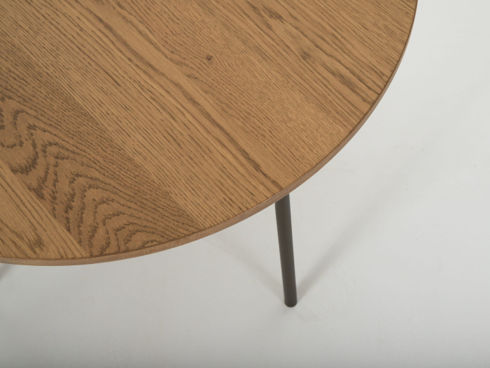 Masuta cafea Helios D67x41cm, placa lemn masiv de stejar, picioare metalice, multiple finisaje disponibile, stil contemporan [4]