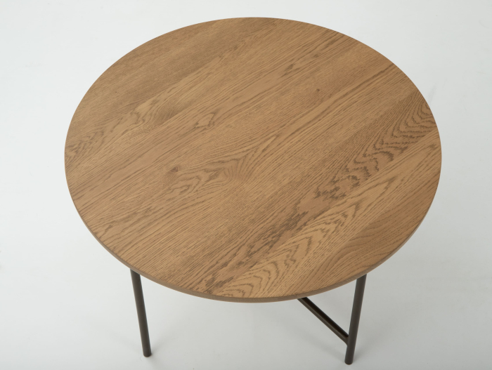 Masuta cafea Helios D67x41cm, placa lemn masiv de stejar, picioare metalice, multiple finisaje disponibile, stil contemporan [6]