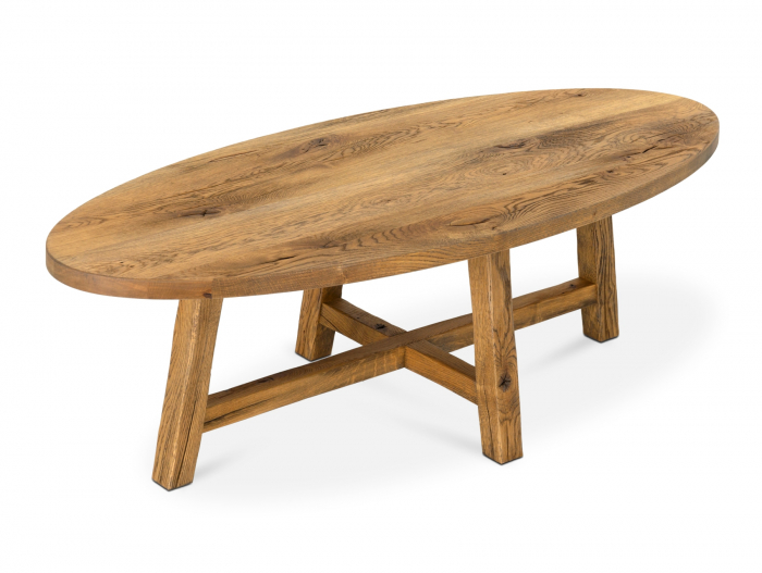 Masuta cafea ovala Lombardy 130cm, lemn masiv de stejar, mutiple finisaje disponibile, stil rustic [2]