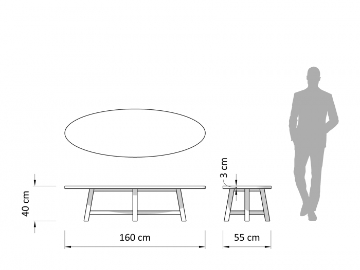 Masuta cafea ovala Lombardy 160cm, lemn masiv de stejar, mutiple finisaje disponibile, stil rustic [3]