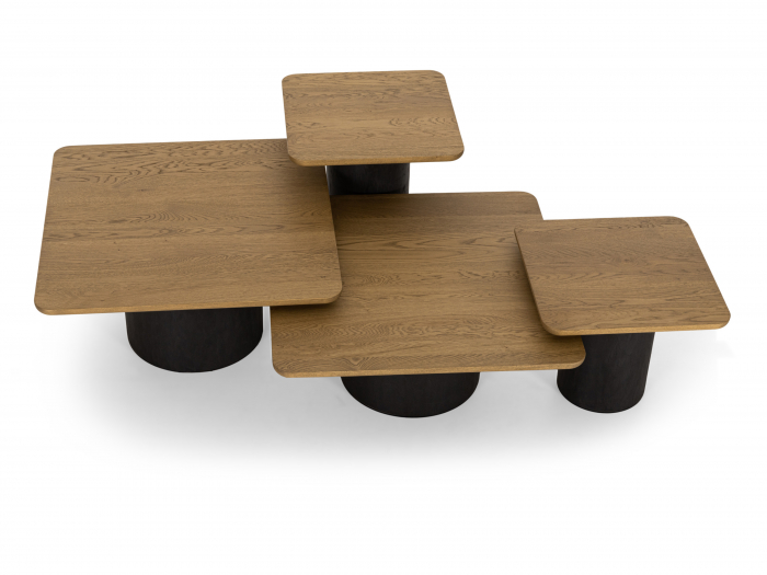 Masuta cafea Veneto 80x80x35cm, lemn masiv de stejar si microciment, multiple finisaje disponibile, stil contemporan [10]