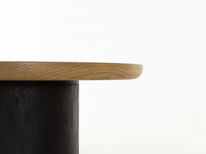 Masuta cafea rotunda Veneto D50x55cm, lemn masiv de stejar si microciment, multiple finisaje disponibile, stil contemporan [9]