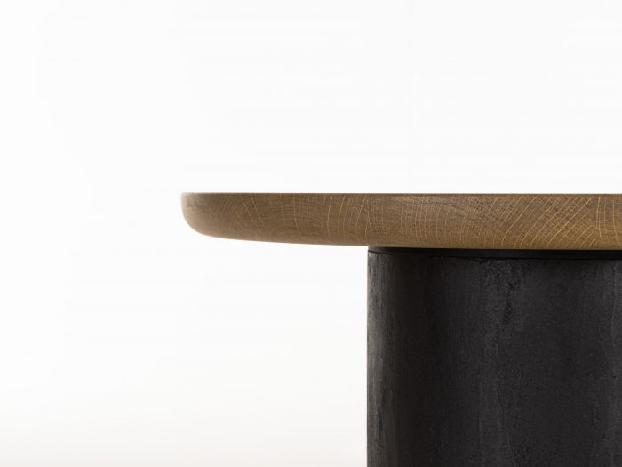 Masuta cafea rotunda Veneto D50x55cm, lemn masiv de stejar si microciment, multiple finisaje disponibile, stil contemporan [4]