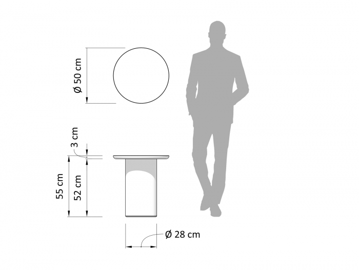 Masuta cafea rotunda Veneto D50x55cm, lemn masiv de stejar si microciment, multiple finisaje disponibile, stil contemporan [5]