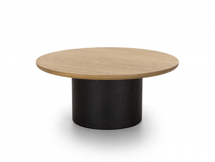 Masuta cafea rotunda Veneto D80x35cm, lemn masiv de stejar si microciment, multiple finisaje disponibile, stil contemporan [3]