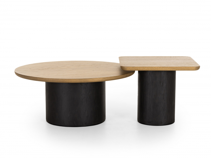 Masuta cafea rotunda Veneto D80x35cm, lemn masiv de stejar si microciment, multiple finisaje disponibile, stil contemporan [11]