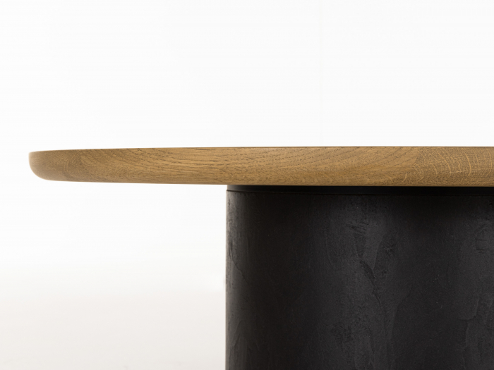 Masuta cafea rotunda Veneto D80x35cm, lemn masiv de stejar si microciment, multiple finisaje disponibile, stil contemporan [4]