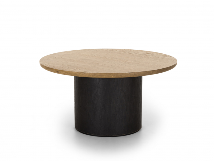 Masuta cafea rotunda Veneto D80x41cm, lemn masiv de stejar si microciment, multiple finisaje disponibile, stil contemporan [3]