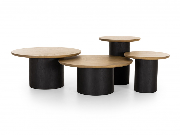Masuta cafea rotunda Veneto D80x41cm, lemn masiv de stejar si microciment, multiple finisaje disponibile, stil contemporan [11]