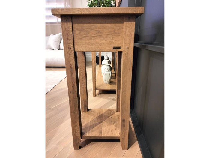 Masuta lampa 1 sertar 40cm Hunters, lemn masiv stejar, finisaj Castle Oak, stil rustic [11]