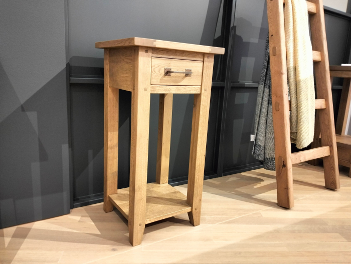 Masuta lampa 1 sertar 40cm Hunters, lemn masiv stejar, finisaj Castle Oak, stil rustic [2]