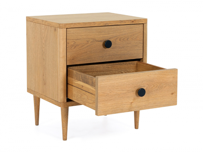 Noptiera 2 sertare Perry 50cm pe picioare, lemn de stejar, feronerie cu amortizare, multiple finisaje disponibile, stil contemporan [10]