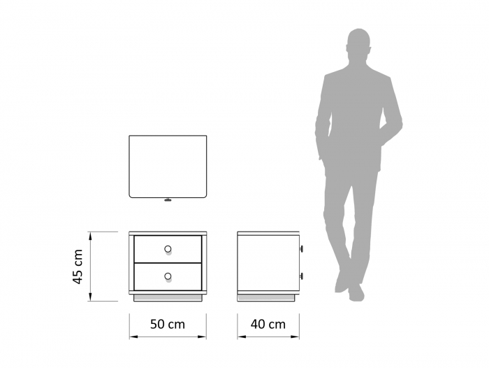 Noptiera 2 sertare Perry 50cm pe soclu, lemn de stejar, feronerie cu amortizare, multiple finisaje disponibile, stil contemporan [4]