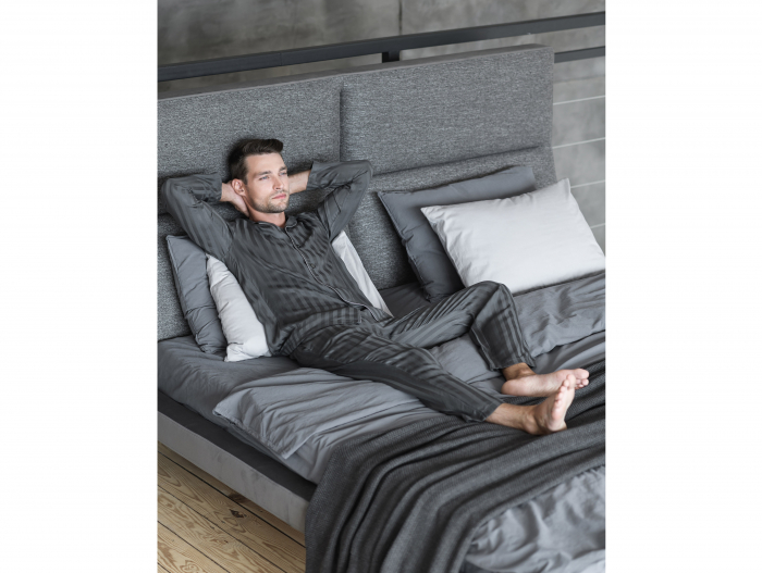 Pat tapitat minimalist Laval, tablie inalta capitonata, somiera metalica, picioare inox 18cm, laterale dehusabile, stil contemporan, personalizabil [4]