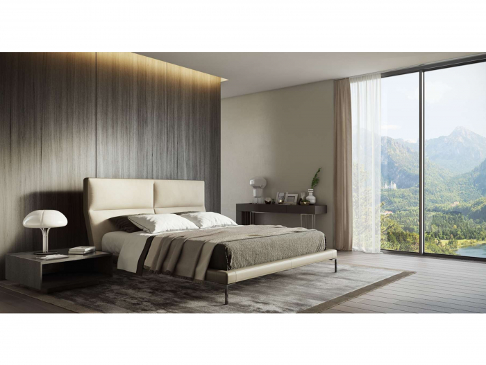 Pat tapitat minimalist Laval, tablie inalta capitonata, somiera metalica, picioare inox 18cm, laterale dehusabile, stil contemporan, personalizabil [26]