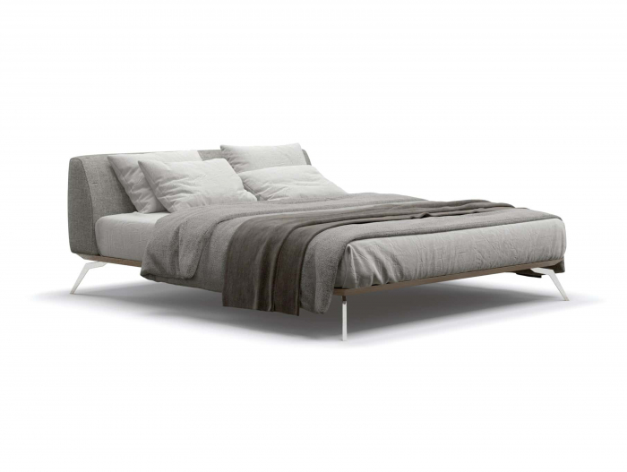 Pat tapitat minimalist Linda, tablie inalta capitonata, cadru metalic, picioare metalice, stil contemporan, personalizabil [9]