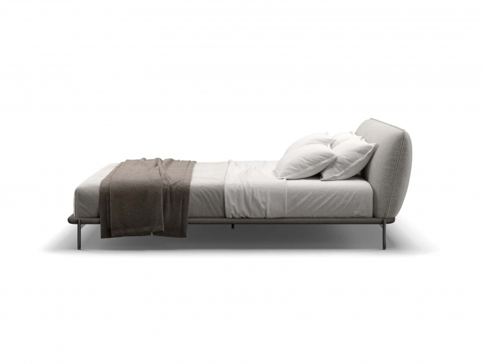 Pat tapitat minimalist Lotus, tablie inalta capitonata, somiera metalica, picioare metalice 18cm, stil contemporan, personalizabil [14]