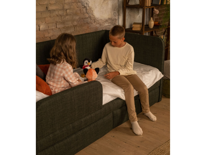 Pat pentru copii tapitat Bari 1, sertare pentru depozitare, picioare plastic 3cm, stil contemporan, personalizabil [15]