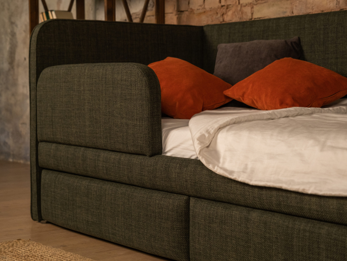 Pat pentru copii tapitat Bari 1, sertare pentru depozitare, picioare plastic 3cm, stil contemporan, personalizabil [12]