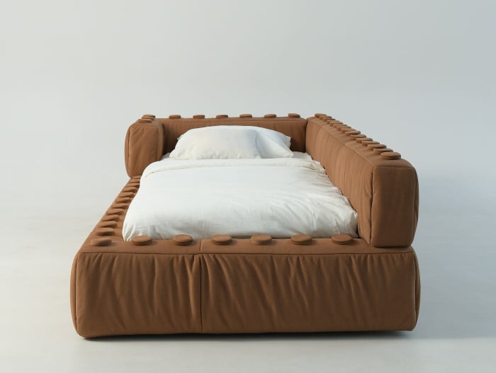 Pat pentru copii tapitat Lego, cu laterala de protectie, lada depozitare, somiera metalica, picioare plastic 3cm, stil contemporan, personalizabil [26]