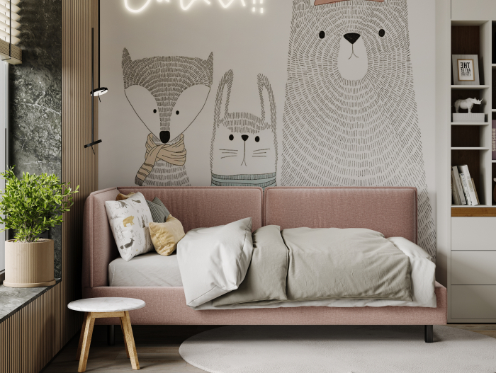 Pat pentru copii tapitat Modena 1, fara lada depozitare, picioare metalice 15cm, stil contemporan, personalizabil [2]