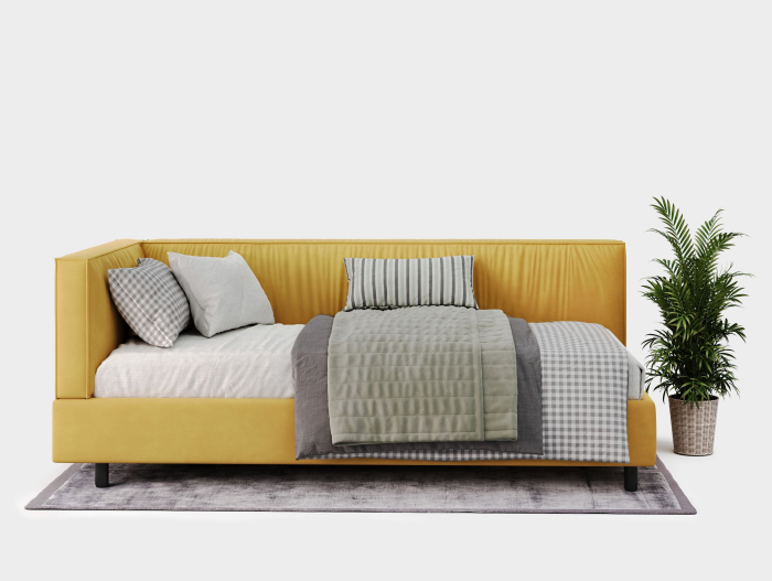 Pat pentru copii tapitat Parma, lada depozitare, picioare metalice 10cm, stil contemporan, personalizabil [4]