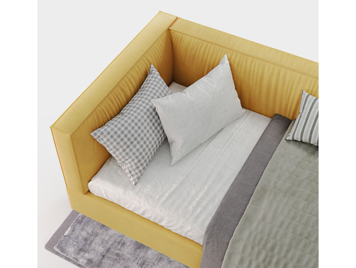 Pat pentru copii tapitat Parma, lada depozitare, picioare metalice 10cm, stil contemporan, personalizabil [5]