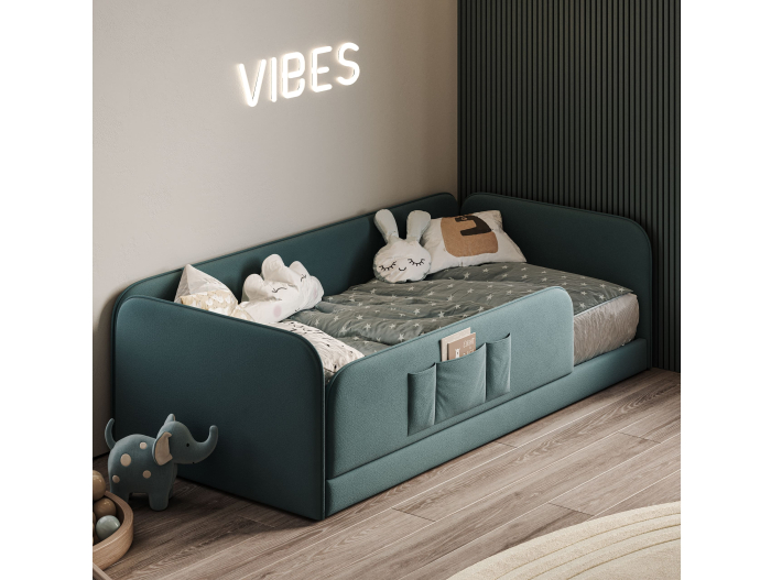 Pat pentru copii tapitat Rio, fara lada depozitare, picioare plastic 1cm, stil contemporan, personalizabil [26]