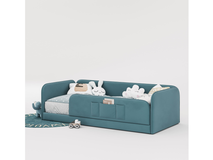 Pat pentru copii tapitat Rio, fara lada depozitare, picioare plastic 1cm, stil contemporan, personalizabil [25]