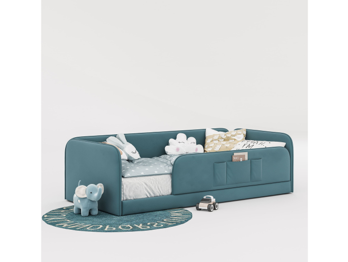 Pat pentru copii tapitat Rio, fara lada depozitare, picioare plastic 1cm, stil contemporan, personalizabil [23]