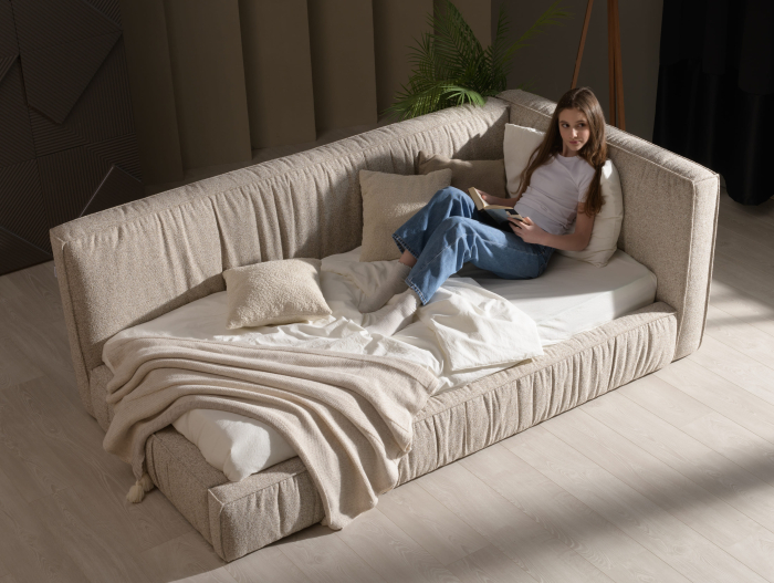 Pat pentru copii tapitat Terni, cu inaltime mica, lada depozitare, somiera metalica, picioare plastic 3cm, stil contemporan, personalizabil [19]