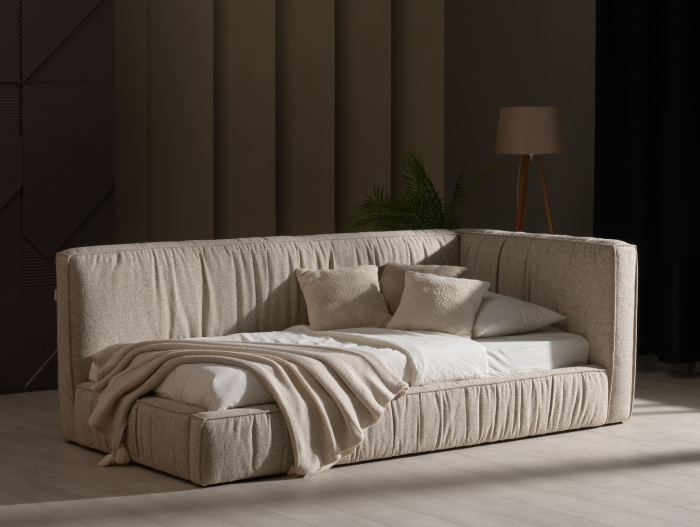 Pat pentru copii tapitat Terni, cu inaltime mica, lada depozitare, somiera metalica, picioare plastic 3cm, stil contemporan, personalizabil [3]