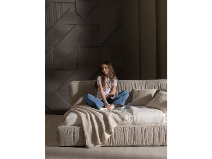 Pat pentru copii tapitat Terni, cu inaltime mica, lada depozitare, somiera metalica, picioare plastic 3cm, stil contemporan, personalizabil [6]