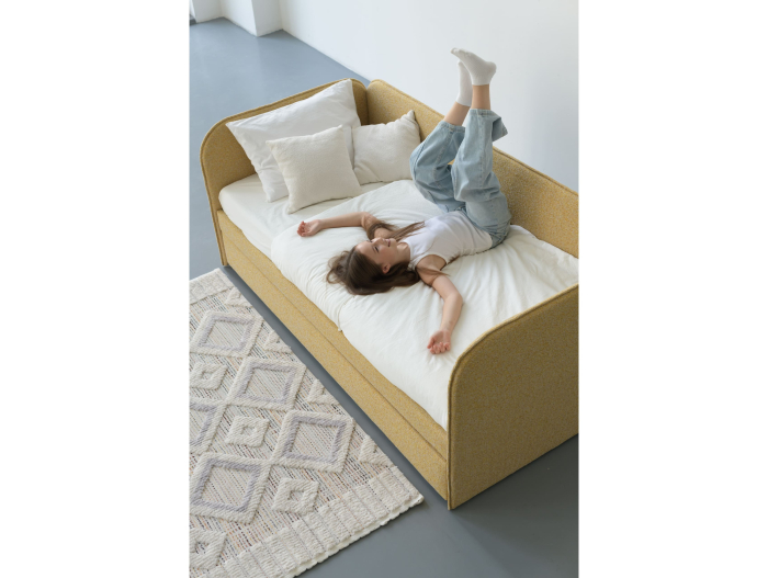 Pat pentru copii tapitat Todi A, sertar pentru depozitare, picioare plastic 3cm, stil contemporan, personalizabil [9]